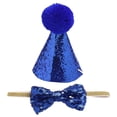thumbnail image 1 of Pet Hat Bow Tie Accesorios Fiesta de Cumpleaños Set Glitter Hat Bow Tie Festival Decoración Suministros, 1 of 3