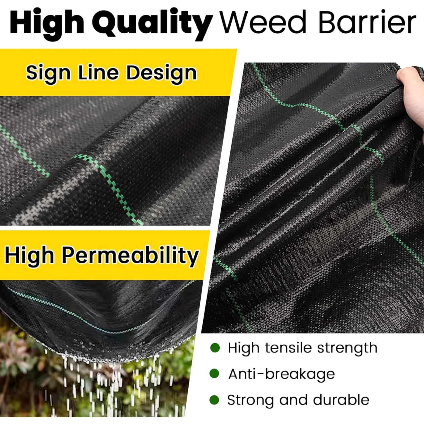 Tutuviw 3x33Ft Weed Barrier Fabric,Plastic Landscaping Fabric Cover for Ground,Heavy Duty Black Breathable Weed Barrier for Ground,Garden