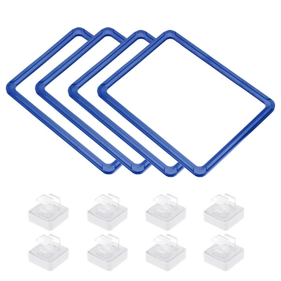 4pcs Magnetic Label Holder, 9 x 6 Inch A5 Shelf Label Card Sign Frame with Base for Metal Shelf Rack, Blue