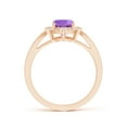 thumbnail image 2 of ANGARA Natural Inspired Cushion 1.2 ct Amethyst Ring with Diamond Halo in 14K Rose Gold for Women (Size-8x6mm) | February Birthstone, Anniversary, Jewelry Gift for Women | Natural Amethyst Ring, 2 of 8