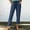 Navy women's capri pants with pockets a1, variant on Cagogo Women's Straight Leg Capri Pants with Pockets Elastic Waist Casual Solid Vacation Trousers Summer Beach Cropped Lounge Travel Clothes, Light Blue XL