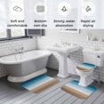 thumbnail image 5 of Blue Beige Brown Bath Mat 3 Piece Bathroom Rug Set, Country Retro Gradient Wooden Grain Non Slip Bath Rug Contour Mat and Toilet Lid Cover, Absorbent Shower Mats Soft Bath Rugs and Mats Sets, 5 of 8