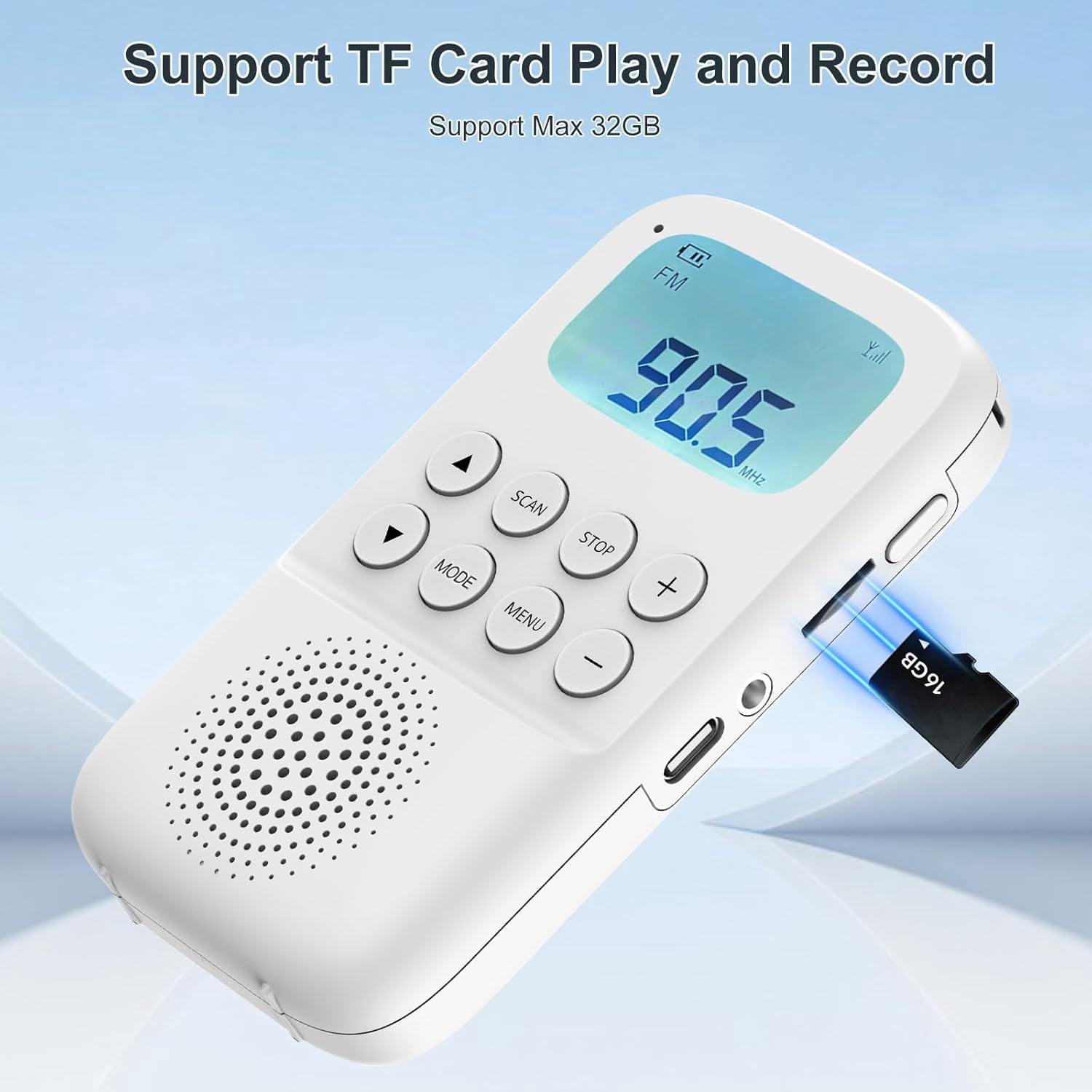 MUSICOZY Digital AM FM Walkmen Radio with Bluetooth, Portable Rechargeable Transistor Radio with Alarm Clock, Built-in Speaker and Headphone Jack, Support TF Card Playback
