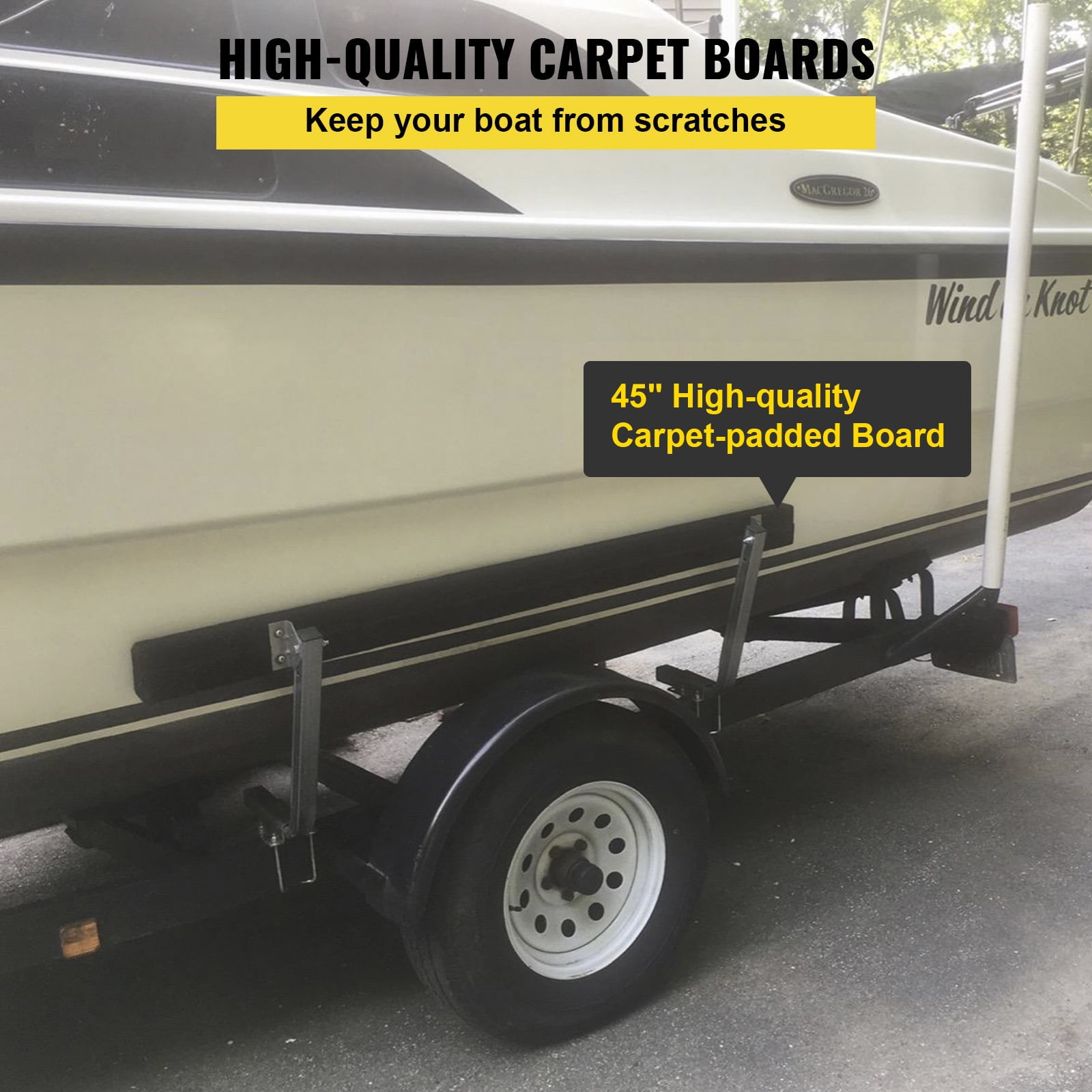 KFFKFF Boat Trailer Guide-Ons, 2 PCS Steel Trailer Guides with Rust-Resistant Finish, Carpet-Padded Boards, Mounting Hardware Included, Suitable for Ski, Fishing, or Sailboat Trailers