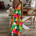thumbnail image 2 of Fun Colorful Bright Geometric Triangle Pattern Sleeveless Dress Casual dresses elegant women's sets dress Cocktail of dresses, 2 of 5