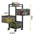 thumbnail image 2 of Rotating Storage Rack with Lockable Casters & Stainless Steel Removable Storage Basket Fruit and Vegetable Storage Rack for Kitchen Bathroom Storage Basket Rack Bedroom (Black, 3 Tier), 2 of 8