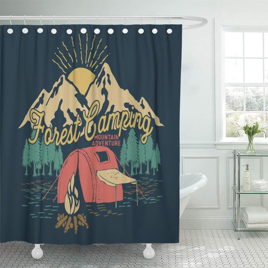 Yusdecor Camp Forest Camping Adventure Vintage Graphic Mountain Campfire Retro Fire Bathroom Decor Bath Shower Curtain 60x72 Inch Walmart Canada