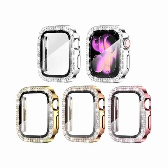 4-Pack Bling Case for Apple Watch Series 11/10 Screen Protector Case 46mm, Women Glitter Diamond Rhinestone Protector for iWatch Cover Accessories 46 mm