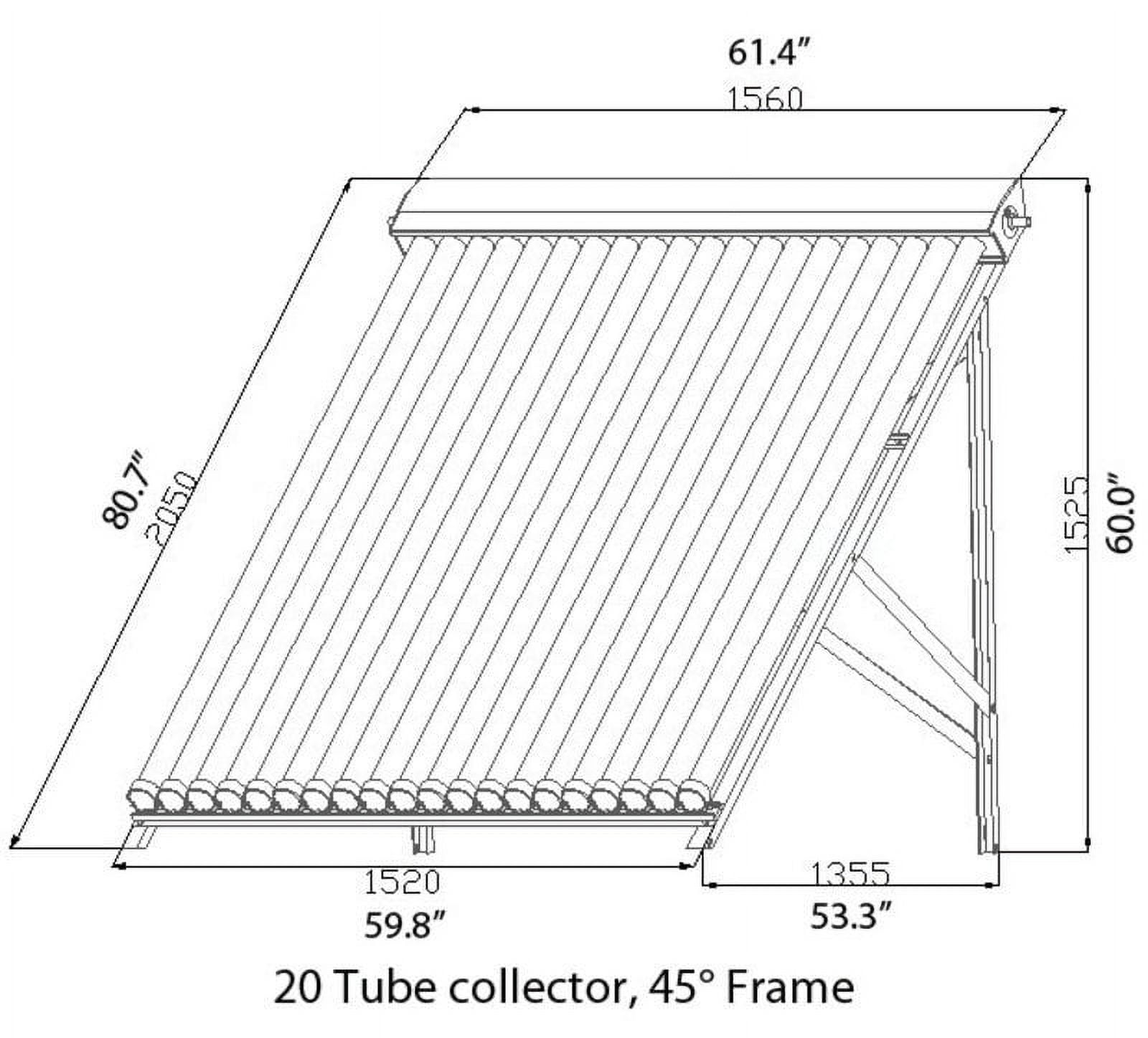 Duda Solar 20 Tube Water Heater Collector 45° Frame Evacuated Vacuum Tubes SRCC Certified Hot