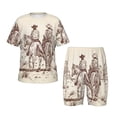 thumbnail image 1 of Fotbe Cowboys Riding Horses Pijama Estampada de 2 Piezas para Niños – Ropa de Dormir de Manga Corta Cómoda para Niños y Niñas, Camiseta y Shorts de Algodón-X-Large, 1 of 6