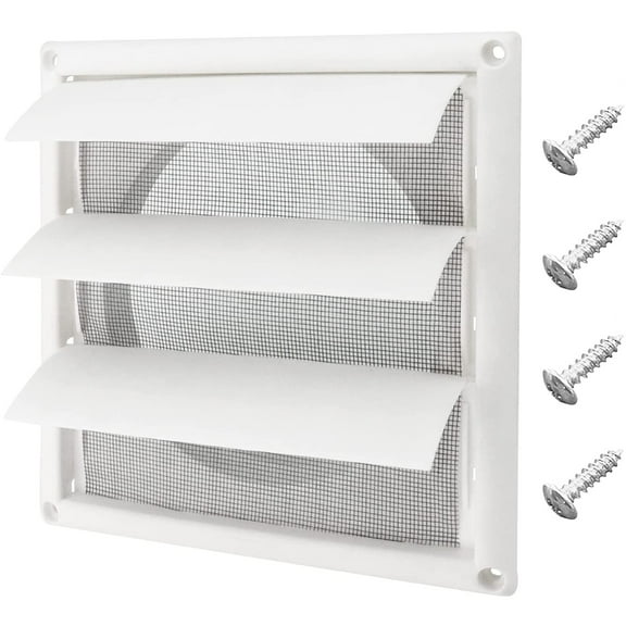Beaquicy 6-inch Outdoor Vent Cover White Plastic Louvered Dryer Ventilation Grille