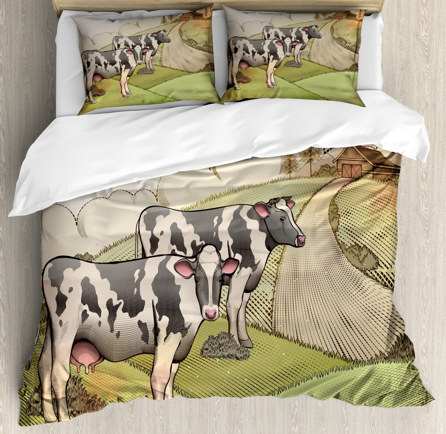 Farm Animal Duvet Cover Set King Size 
