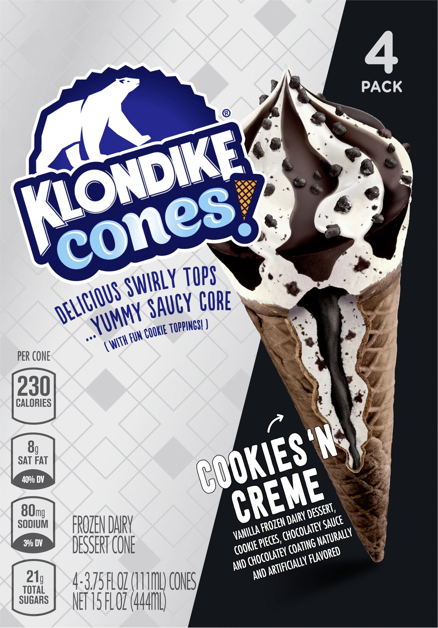 Klondike Classic Cookies & Cream Delicious and Crunchy Ice Cream Cone 3.75 fl oz