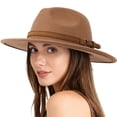 thumbnail image 4 of BadPiggies Vintage Fedora Hat for Men & Women Wide Brim Felt Hats with Belt Buckle (Camel), 4 of 9