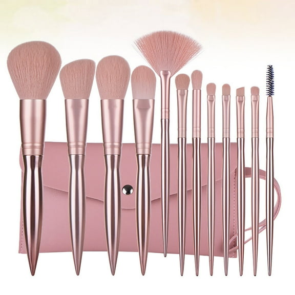 ULTNICE 12pcs Makeup Brush Set Golden Synthetic Fiber No Shedding Professional Use for Makeup Enthusiasts