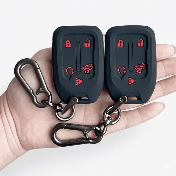 Autobase 2Pc Chevrolet Key Fob Cover, GMC Sierra Chevy Silverado 1500 2500HD 3500HD 2023 2022 2021 2020 2019, Black