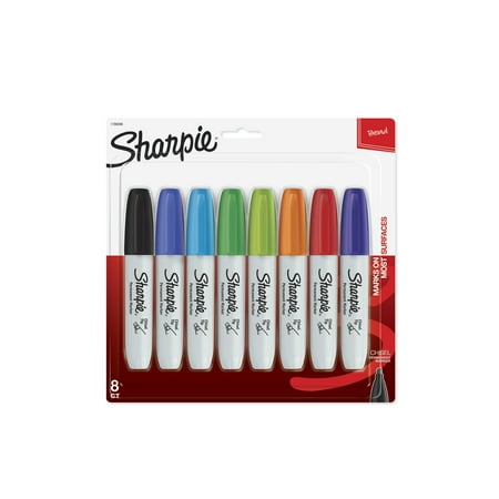 Sharpie Permanent Markers, Chisel Tip, Classic Colors, 8 (Best Fabric Markers For Cotton)