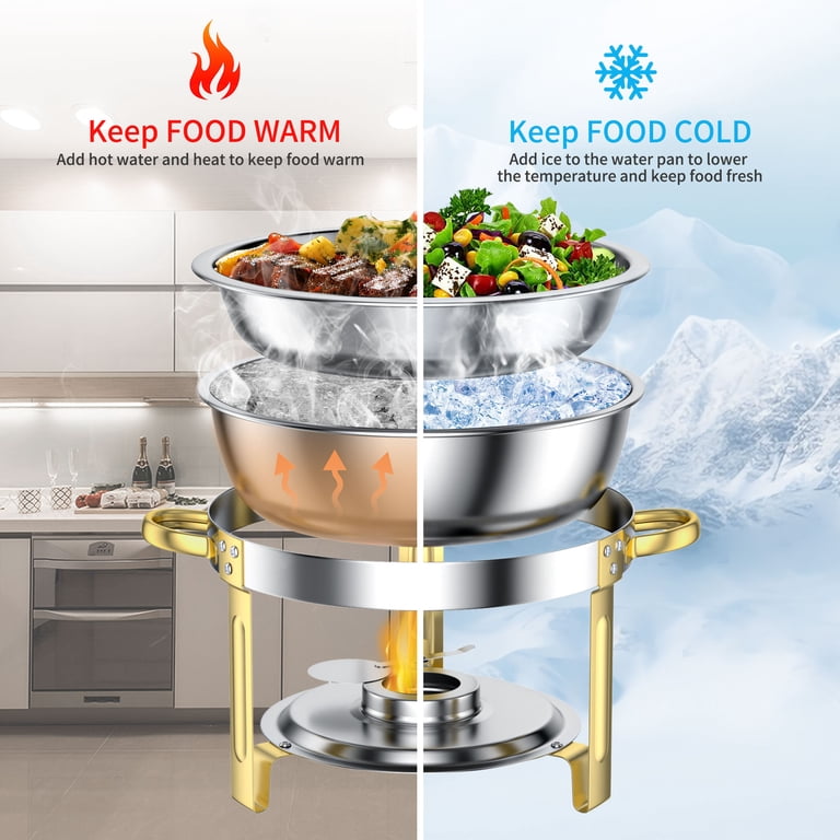Tinana Round Chafing Dish Buffet Set 2-Pack Stainless Steel photo 3