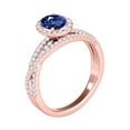 thumbnail image 3 of Aonejewelry 1.15 Ct. Ttw Halo Diamond and Oval Shape Sapphire Ring In 10k Rose Gold, 3 of 4