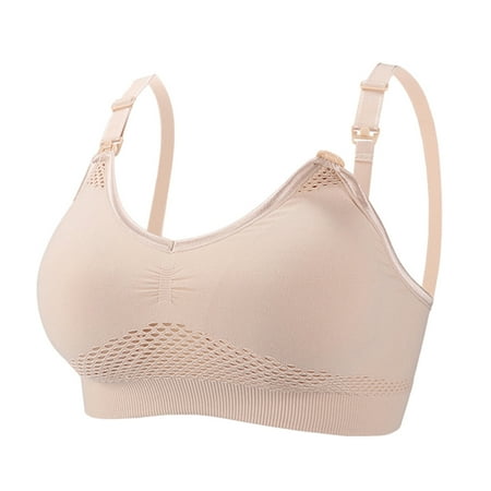 Penkiiy Women Nursing Bras Woman Sexy Ladies Bra Without Steel Rings Sexy Vest Large Size Lingerie Underwire Nursing Bras Beige Bras