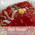 thumbnail image 4 of Red Christmas 4 Piece Duvet Cover Set Twin Size Xmas Snowman Gifts Balls Snowflake Golden Soft Bedding Set Comforter Cover, 1 Duvet Cover 1 Flat Sheets and 2 Pillowcases, 4 of 9