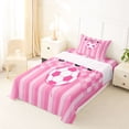 thumbnail image 5 of Erosebridal Pink Geometric Stripes Twin Sheet Sets,Football Sport Game Soccer Ball Theme Kids Bedding 3-Piece, 5 of 6