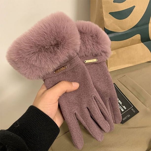 Guantes de mujer con boca esponjosa, cálidos, resistentes al viento, con forro polar, gruesos, para montar a caballo, para exteriores, de invierno