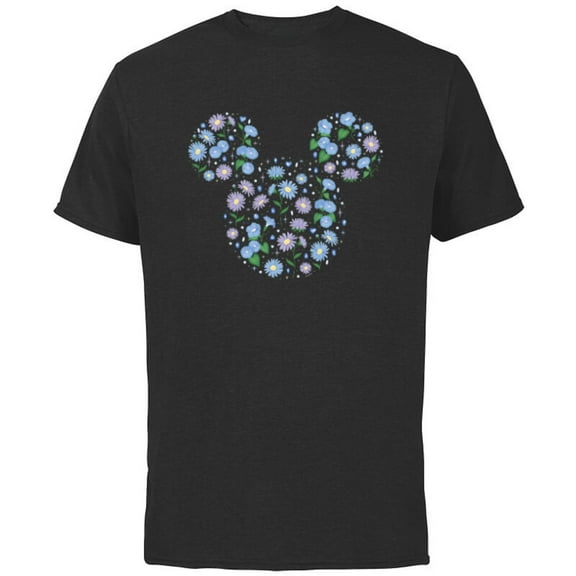 Disney Mickey Mouse September Birth Month Birthstone Flowers - Short Sleeve Cotton T-Shirt for Adults - Customized-Black