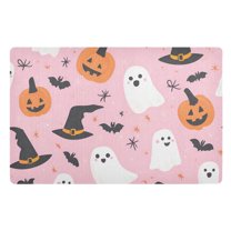 Yayeee Doormat for Indoor Entrance 32" x 20" Non Slippery Floor Rug, Pink Halloween Ghosts