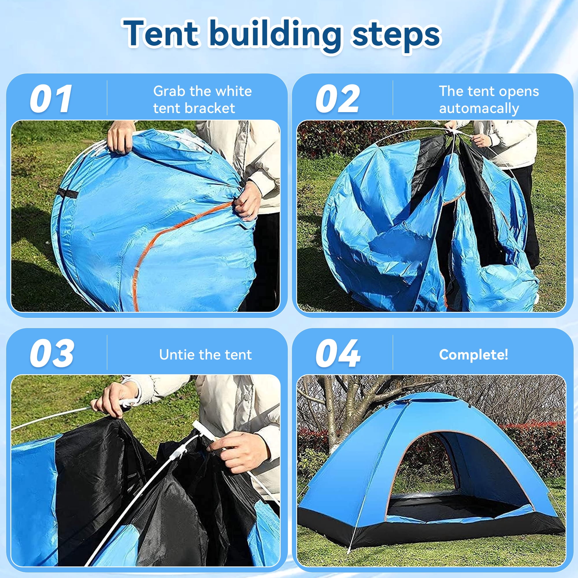 ORFELD Tents for Camping, Small Camping Tent Portable Instant Pop up Camping Tent for Outdoor Family All Season