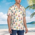 thumbnail image 3 of Logiee Reto Marine Nautical Print Mens Hawaiian Shirts,Loose-Fit Short Sleeve Button Down Tropical Aloha Beach Shirt,Summer Vacation Wedding Tops,X-Large, 3 of 7