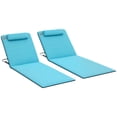 thumbnail image 1 of Outsunny 2 Pcs Folding Beach Lounge Chair w/ Pillow, Blue, 1 of 10