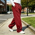 thumbnail image 5 of Zylanna Men's Sweatpants with Side Pockets, Solid Color Drawstring Elastic Waist Baggy Breathable Activewear Jogger Pants for Sports Red, 5 of 9