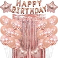 thumbnail image 1 of Decoración de fiesta de cumpleaños, globos de látex, pancarta de globos de feliz cumpleaños con 2 cortinas con flecos de aluminio, 1 of 5