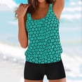 thumbnail image 2 of Ecqkame Tankini Swimsuit for Women Print Two Piece Bathing Suit Crew Neck Conservative Swim Suits with Boy Shorts 01-Sky Blue M, 2 of 5