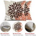 thumbnail image 6 of Brown Red Orange Pillow Covers 18x18 Inch Set of 2 Flower Throw Pillows Outdoor Waterproof Decor for Living Room Couch Patio Funiture Garden Modern Floral Polyester Pillow Covers 002A18, 6 of 6