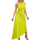 thumbnail image 3 of Vestido Midi de Cóctel para Mujer, con un Hombro Descubierto, Espalda Descubierta, Dobladillo Cruzado, Fruncido y Torcido, para Fiesta de Verano. Amarillo-Verde XL, 3 of 10