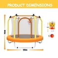 thumbnail image 4 of 55" Trampoline with Enclosure for Kids, SEGMART Indoor Outdoor Toddler Trampoline with Basketball, Indoor Outdoor Kids Trampoline with Basketball Hoop, Small Round Trampoline for Boys Girls, 4 of 8