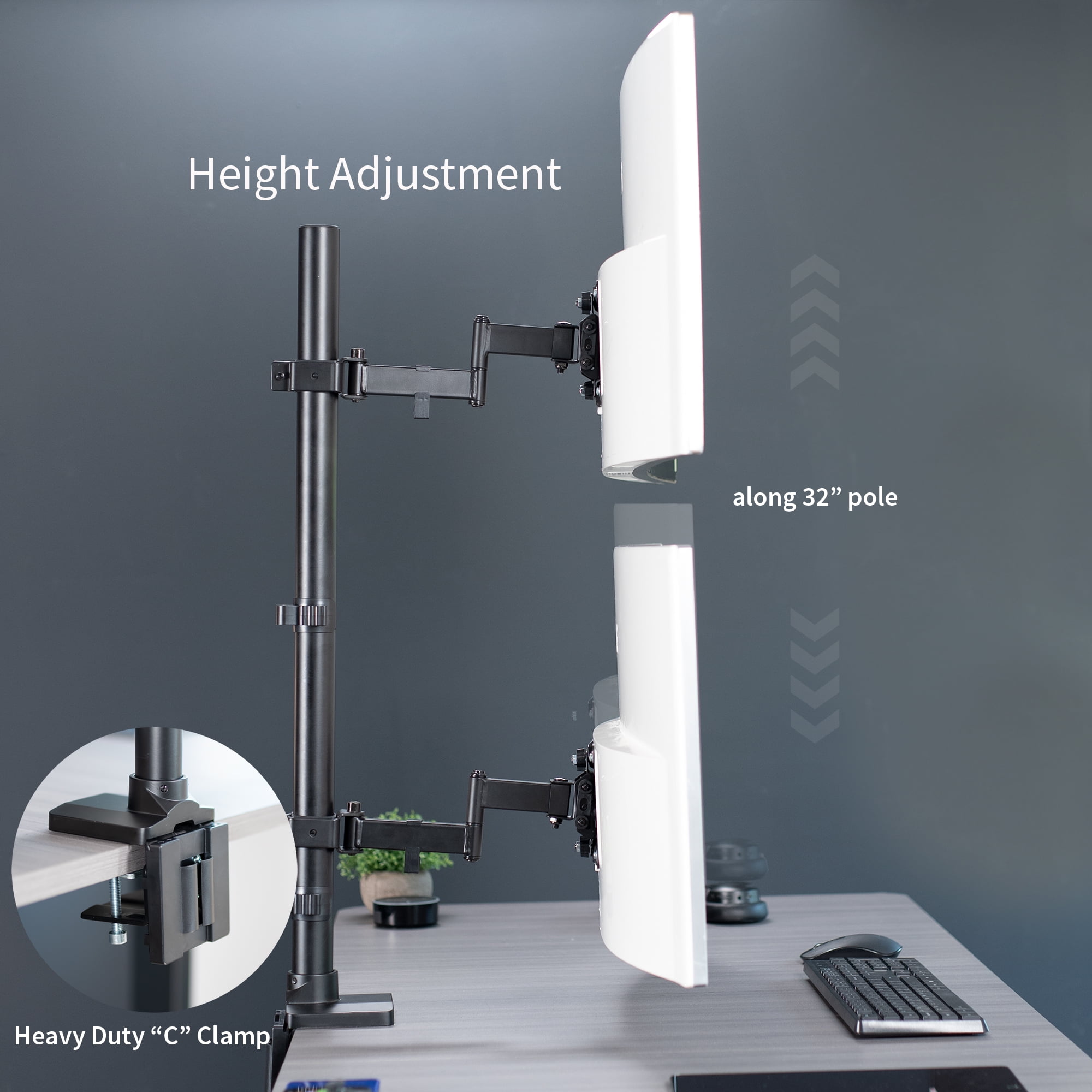 VIVO Ultra Wide Dual Monitor Mount, Tall Stand, Fits up to 43" Computer Screens