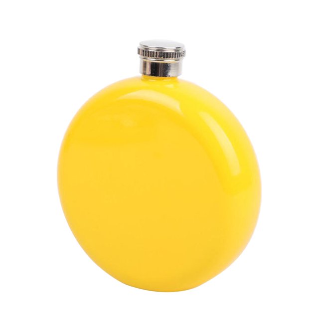 HLONK Pichet à Couvercle Plat en Acier Inoxydable Flacon Rond Portable Bouteille de Whisky pour Hommes et Femmes (Jaune)