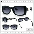 thumbnail image 2 of Womens Classy Rectangle Retro Mod Designer Fashion Luxe Sunglasses Black - Smoke, 2 of 8