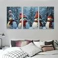 thumbnail image 3 of JEUXUS Christmas Snowman Wall Art Santa Claus Hat Red and White Scarf Posters Christmas Decor Snow Forest Scene Canvas Picture Framed Artwork Painting for Living Bedroom Office 12''x16''X3 Panels, 3 of 4