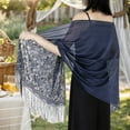 thumbnail image 6 of KCAHPAN Elegant Flower Lace Scarf Shawl With Tassels Soft Mesh Fringe Wraps For Women Wedding Party and Evening Dresses, 6 of 13