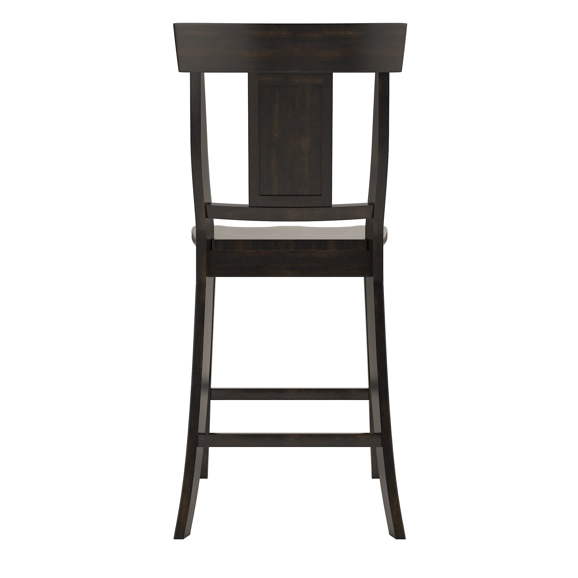 Weston Home Farmhouse Vintage Panel Back Solid Wood Counter Height Chair, Set of 2, Antique Black