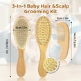 thumbnail image 6 of Allhall 3 Pcs Baby Hair Brush and Comb Set,  Newborn Wooden Hair Brush with Soft Goat Bristles, Baby Cradle Cap Comb Set, Infant Grooming Kit for Baby Shower Gift, 6 of 7