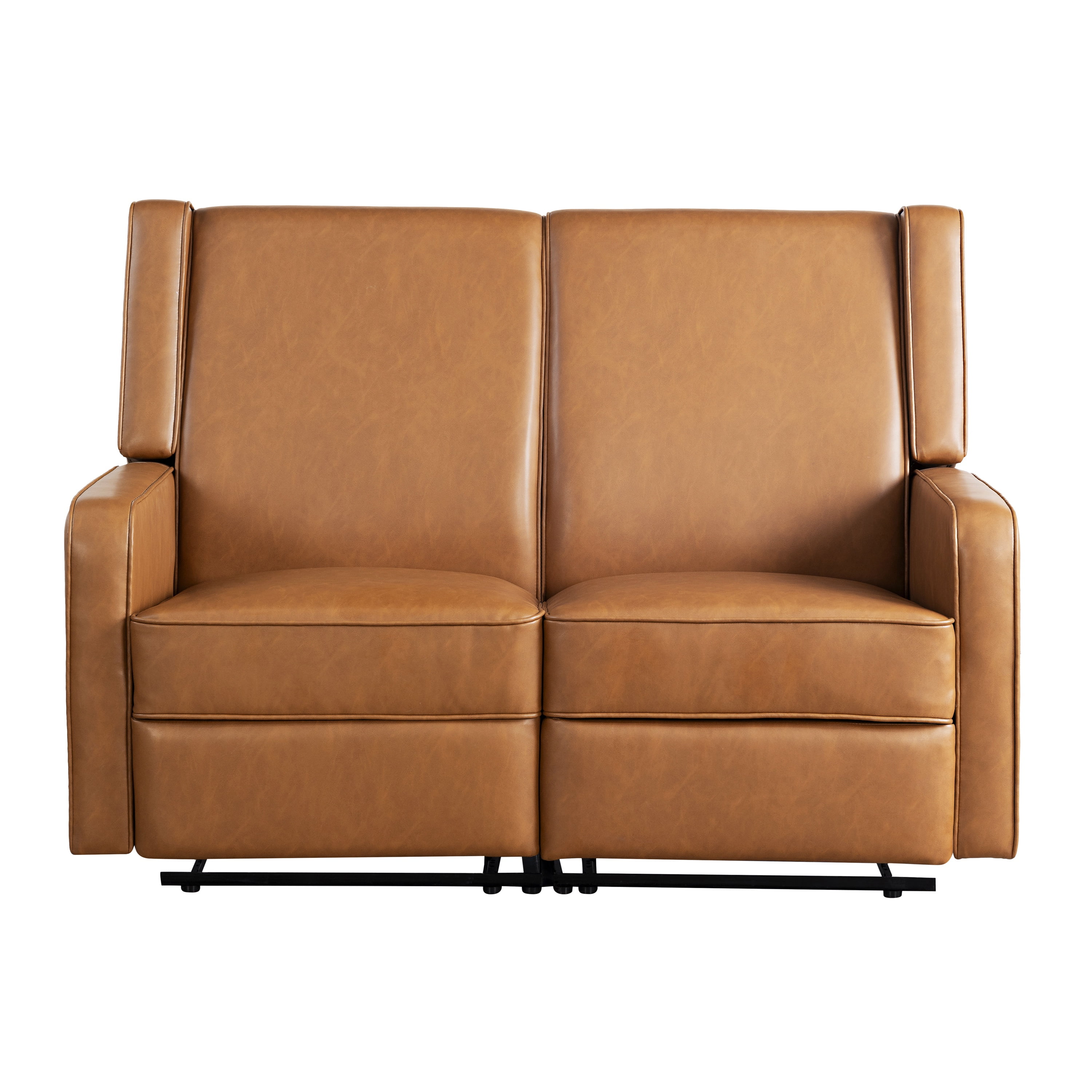 Relax A Lounger Einsley Reclining Loveseat in Caramel Faux Leather