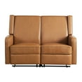 thumbnail image 3 of Relax A Lounger Einsley Reclining Loveseat in Caramel Faux Leather, 3 of 5
