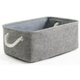 thumbnail image 4 of Baskets for Storage Fabric Baskets Rectangular Storage Small Decorative Basket Foldable Linen Storage Box Storage Bins with Sturdy Cotton Handles (1Pc 12.2"x8.2"x5.1"), 4 of 9