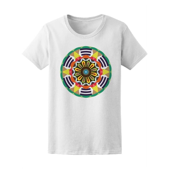 Round Bright Ethnic Mandala T-Shirt Women -Image by Shutterstock, Female x-Large