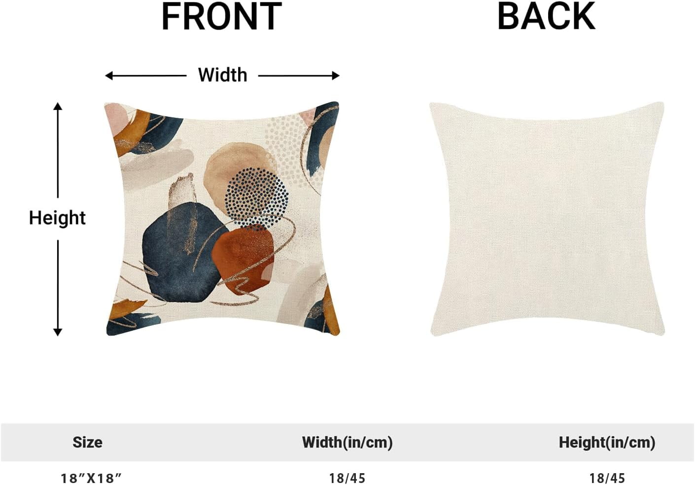 Mid Century Boho Pillow Covers 18x18 Set of 2, Abstract Navy Blue Burnt Orange Outdoor Throw Pillow Covers Geometric Minimalist Decor Cushion Case for Couch Sofa Home